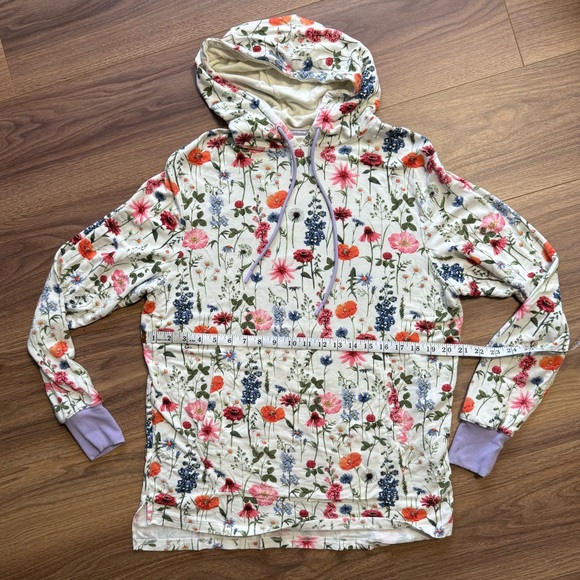 Jambys House Hoodie Spring Floral White & Purple Womens Small Lightweight Soft - Picture 12 of 13